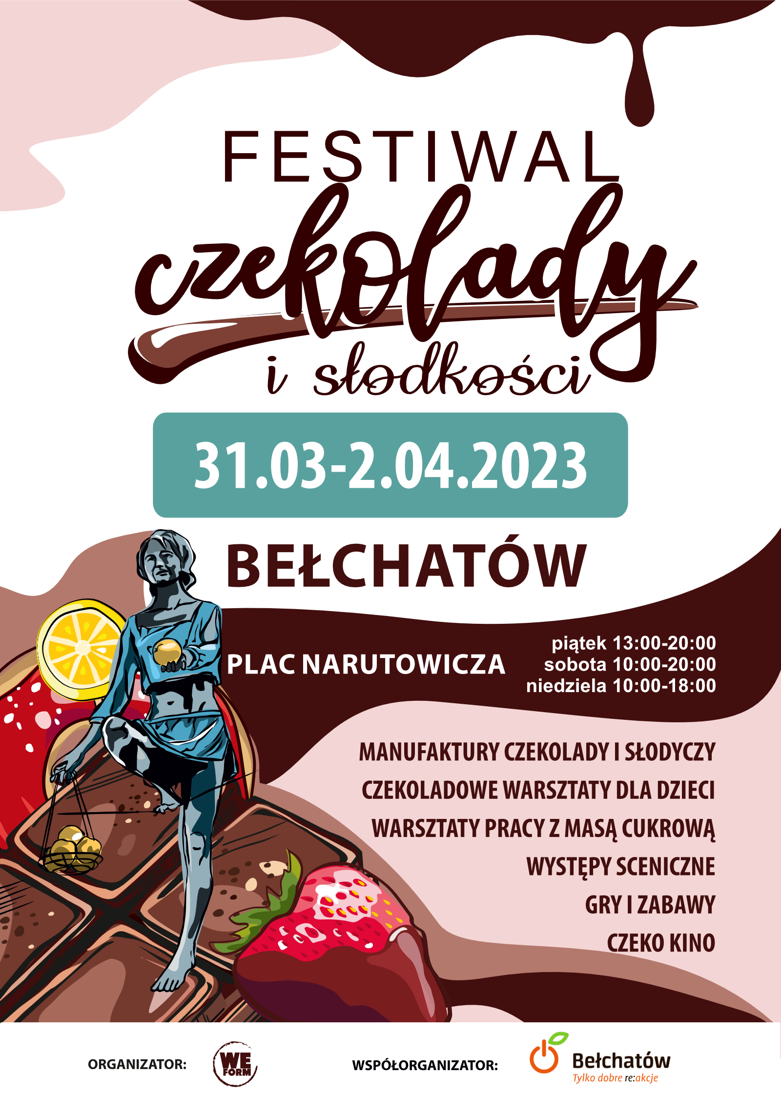 Plakat promujący Festiwal Czekolady i Słodkości w Bełchatowie 