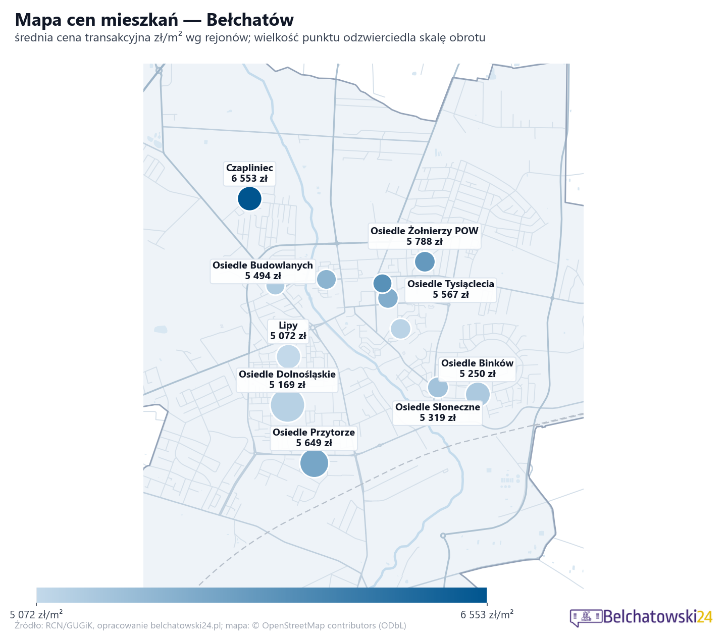Mapa cen mieszkań - Bełchatów