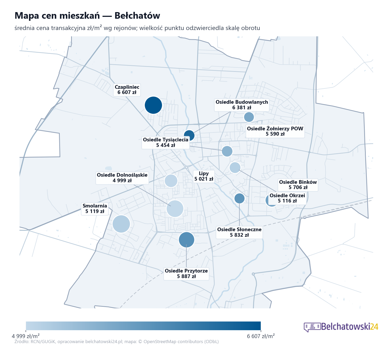 Mapa cen mieszkań - Bełchatów