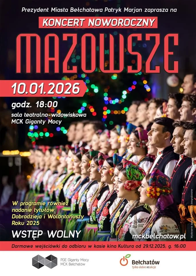 Grafika promocyjna wydarzenia Koncert Noworoczny Mazowsze w Bełchatowie