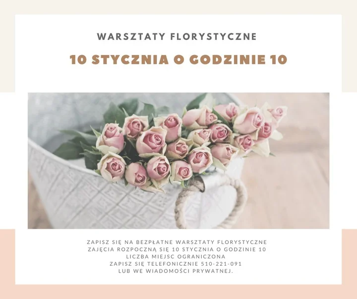 Grafika promocyjna wydarzenia Darmowe warsztaty florystyczne w Bełchatowie
