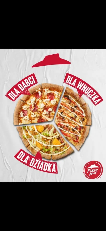 Grafika promocyjna wydarzenia Dzień Babci i Dziadka w Pizza Hut Bełchatów — druga pizza za 1 zł