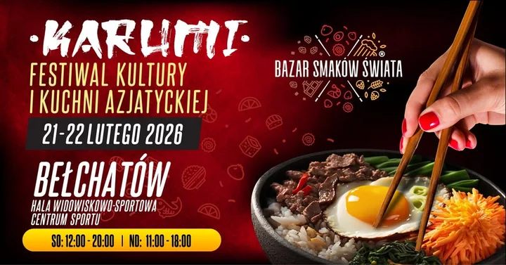 Grafika promocyjna wydarzenia KARUMI — Festiwal Kultury i Kuchni Azjatyckiej w Bełchatowie