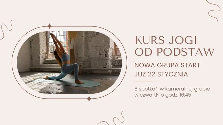 Grafika promocyjna wydarzenia Kurs jogi od podstaw — Mandala Yoga Studio w Bełchatowie