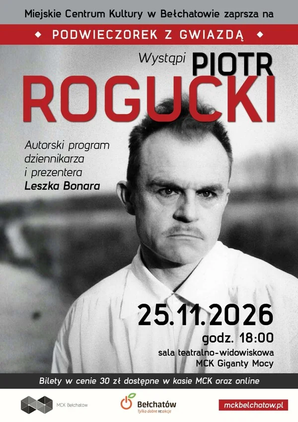 Grafika promocyjna wydarzenia Podwieczorek z Gwiazdą – spotkanie z Piotrem Roguckim