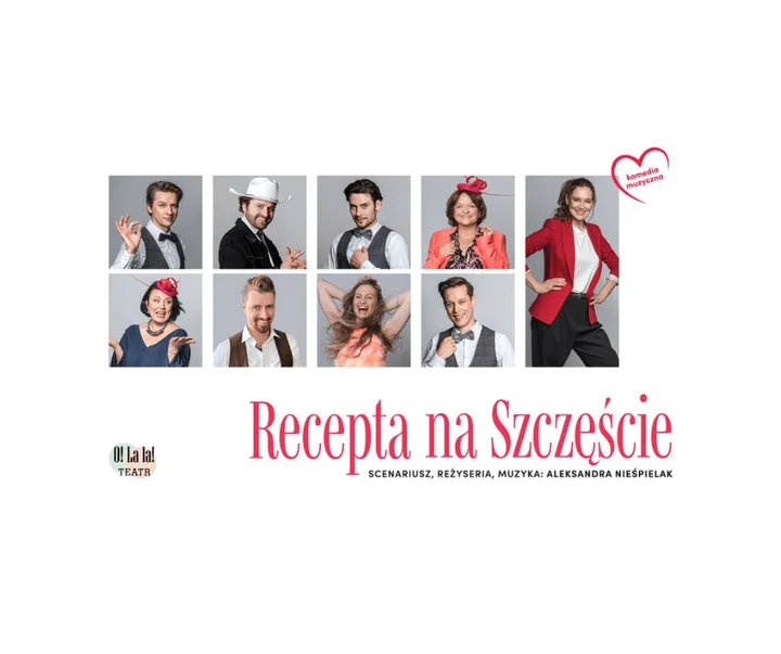 Grafika promocyjna wydarzenia Spektakl „Recepta na szczęście” w Bełchatowie — muzyczna komedia romantyczna z muzyką na żywo