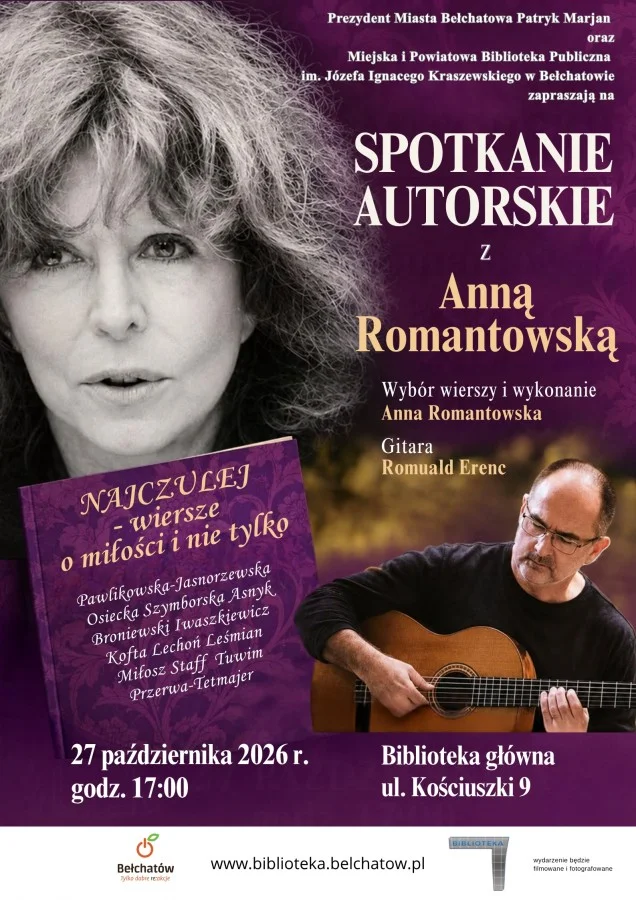 Grafika promocyjna wydarzenia Spotkanie z Anną Romantowską „Najczulej” w Bełchatowie