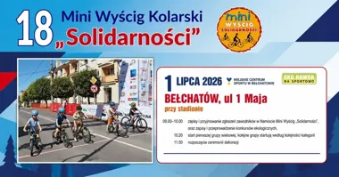Grafika promocyjna wydarzenia 18. Mini Wyścig Kolarski „Solidarności” w Bełchatowie