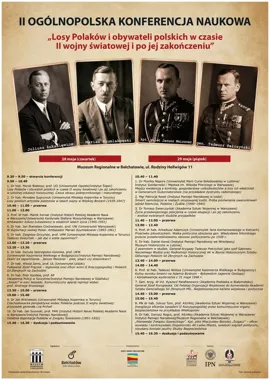 Grafika promocyjna wydarzenia II Ogólnopolska Konferencja Naukowa „Losy Polaków i obywateli polskich...” w Bełchatowie