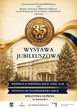 Grafika promocyjna wydarzenia Jubileuszowa wystawa z okazji 35-lecia Stowarzyszenia Przyjaciół Bełchatowa