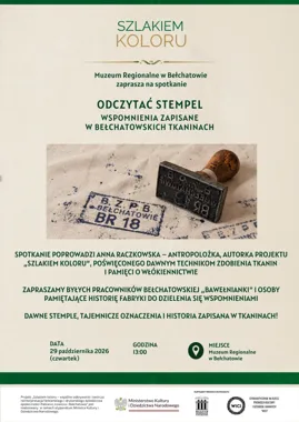 Grafika promocyjna wydarzenia Odczytać stempel: tkaniny Bełchatowa