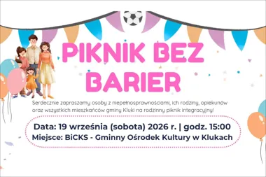Grafika promocyjna wydarzenia Piknik bez barier w Klukach