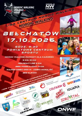 Grafika promocyjna wydarzenia VI Otwarte Mistrzostwa Nordic Walking o Puchar Starosty Bełchatowskiego