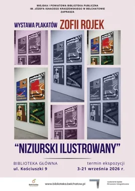 Grafika promocyjna wydarzenia Wystawa plakatów Zofii Rojek pt. Niziurski Ilustrowany