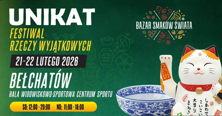 Grafika promocyjna wydarzenia UNIKAT - Festiwal Rzeczy Wyjątkowych w Bełchatowie