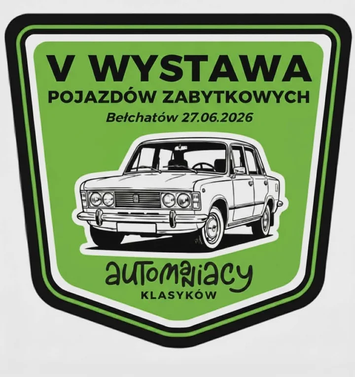 Grafika promocyjna wydarzenia V Wystawa Pojazdów Zabytkowych Automaniacy 2026 — Bełchatów, klasyki na Błoniach
