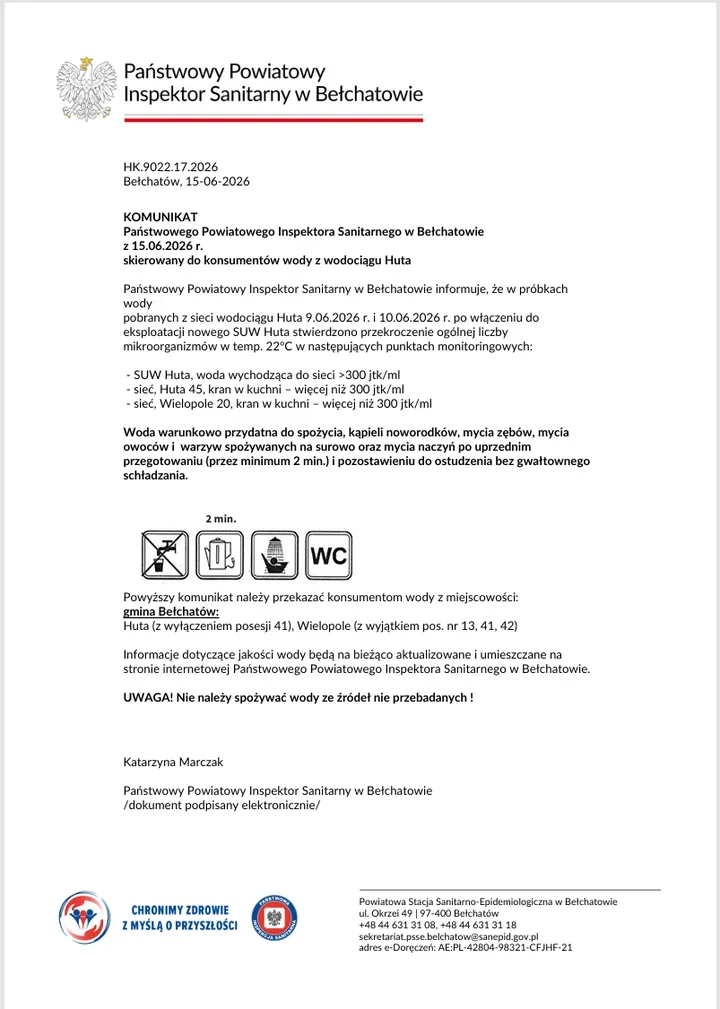 Woda z wodociągu Huta pod obserwacją. Sanepid zaleca gotowanie przed użyciem