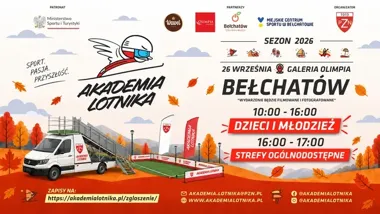 Mobilna skocznia narciarska stanie przed Galerią Olimpia w Bełchatowie