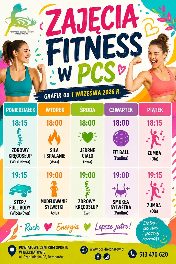 Nowy grafik fitness w Bełchatowie. Dziesięć treningów w tygodniu