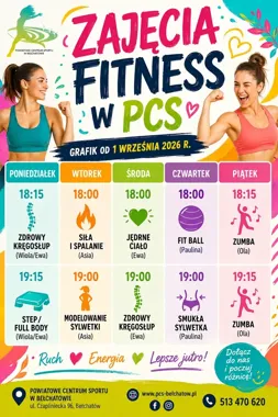 Nowy grafik fitness w Bełchatowie. Dziesięć treningów w tygodniu