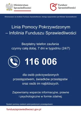 Nowa pomoc dla pokrzywdzonych działa całą dobę - numer 116 006